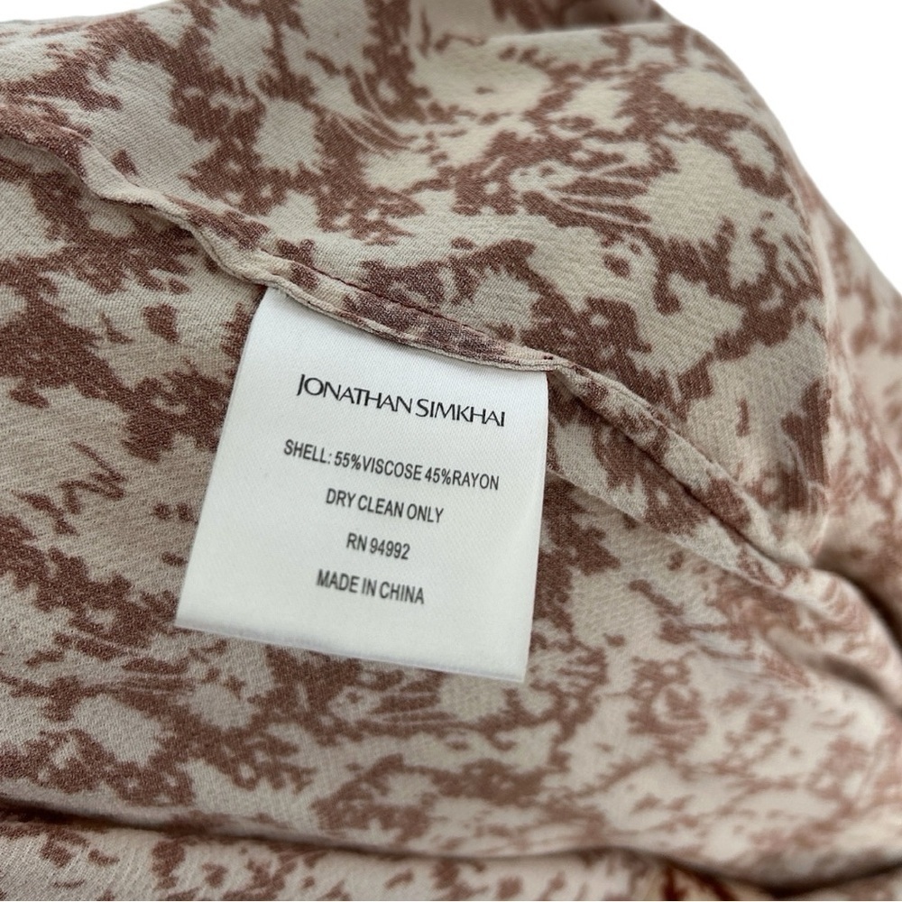 Jonathan Simkhai ✘ Floral-Print Long Sleeve Button Collared Shirt, Sienna, S - Picture 6 of 8